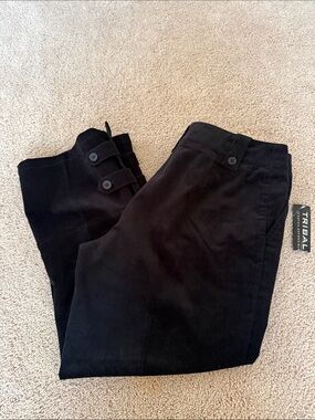 Tribal Black Corduroy Button-Cuff Pants